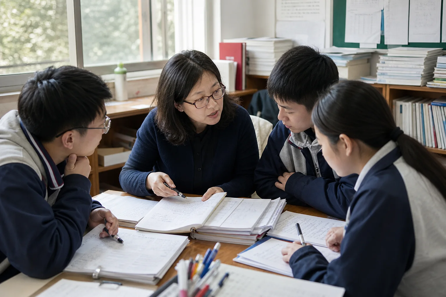 春季高考分层教学小组学习与反馈场景示意
